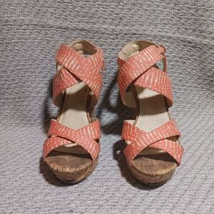 Charlotte Russe Coral Cork Wedge Sandal